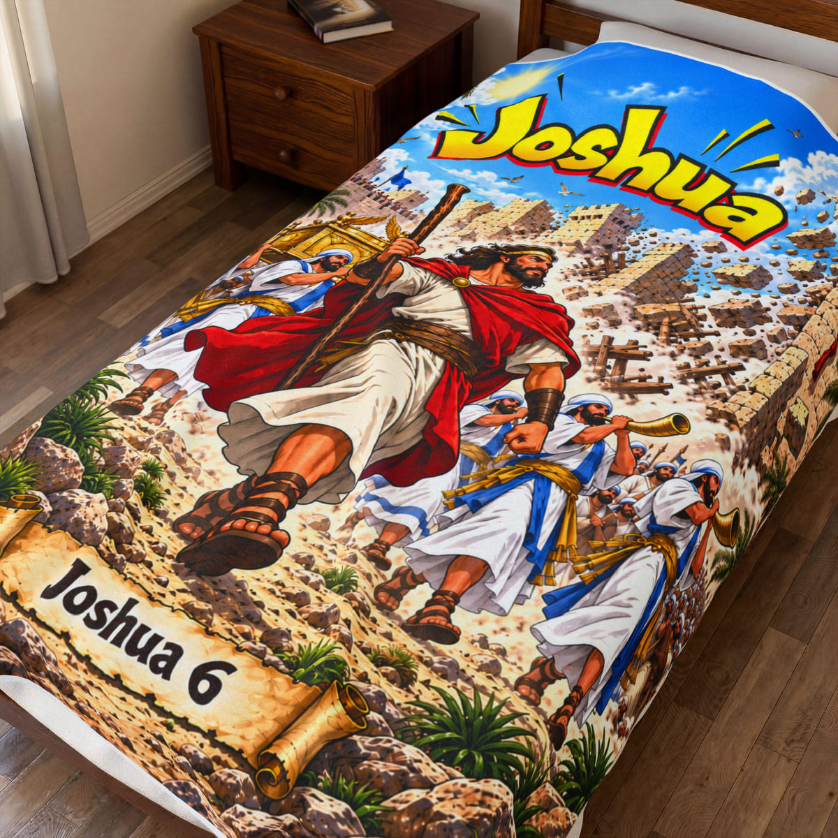 Joshua Bible Hero Blanket | Walls of Jericho, Comic-Style Christian Kids Gift