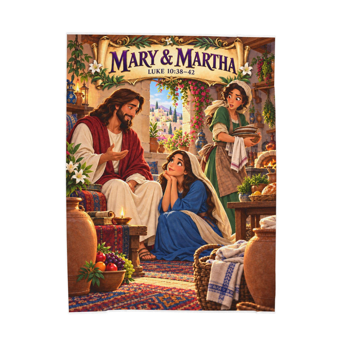Mary and Martha Bible Story Blanket | Luke 10 Christian Kids Gift