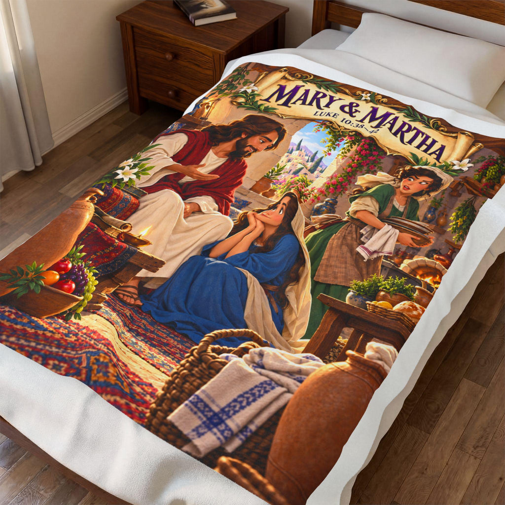 Mary and Martha Bible Story Blanket | Luke 10 Christian Kids Gift