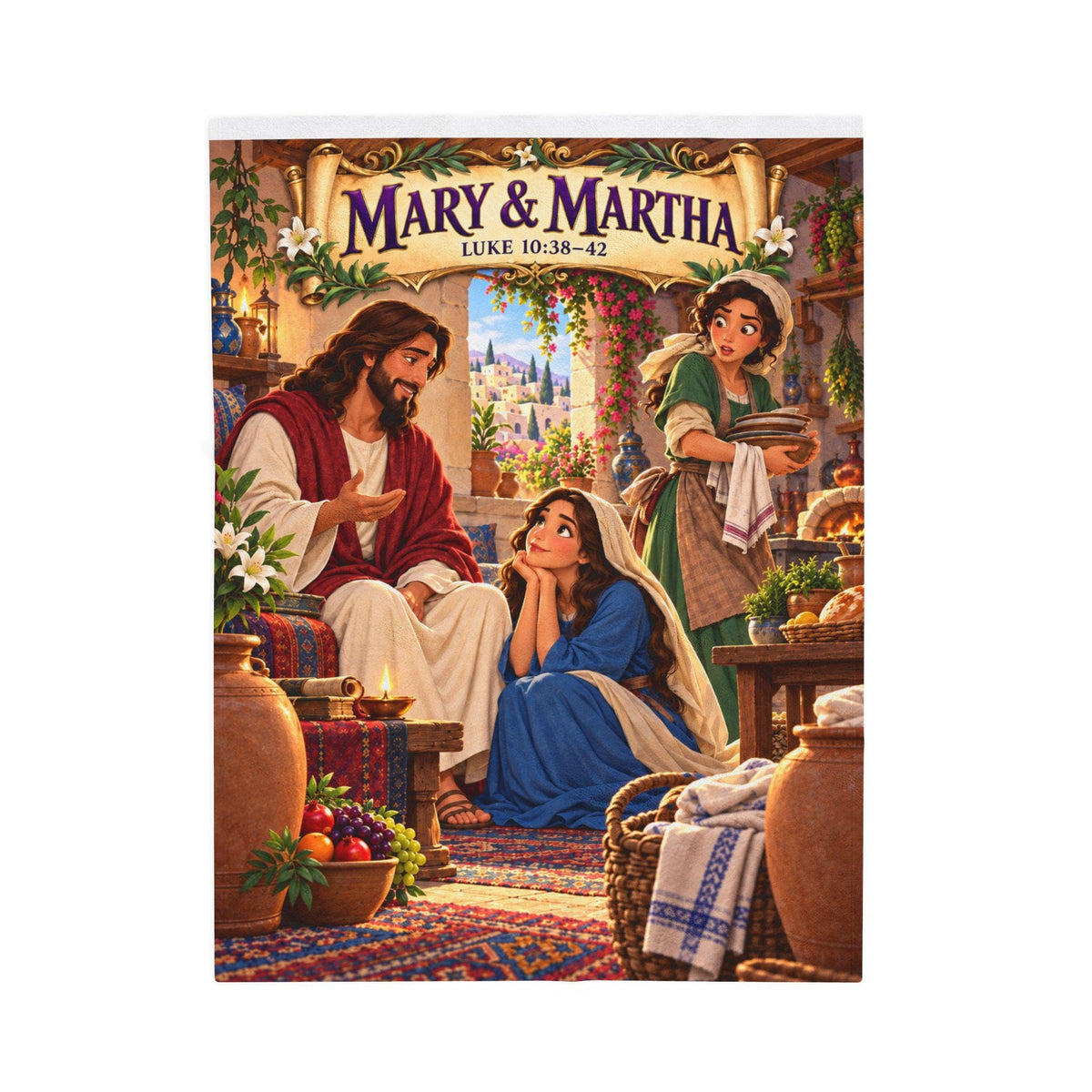 Mary and Martha Bible Story Blanket | Luke 10 Christian Kids Gift