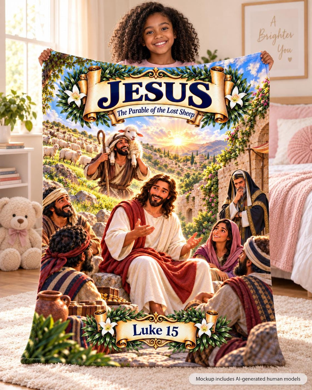 Jesus Lost Sheep Parable Blanket | Luke 15 Bible Story, Christian Kids Gift
