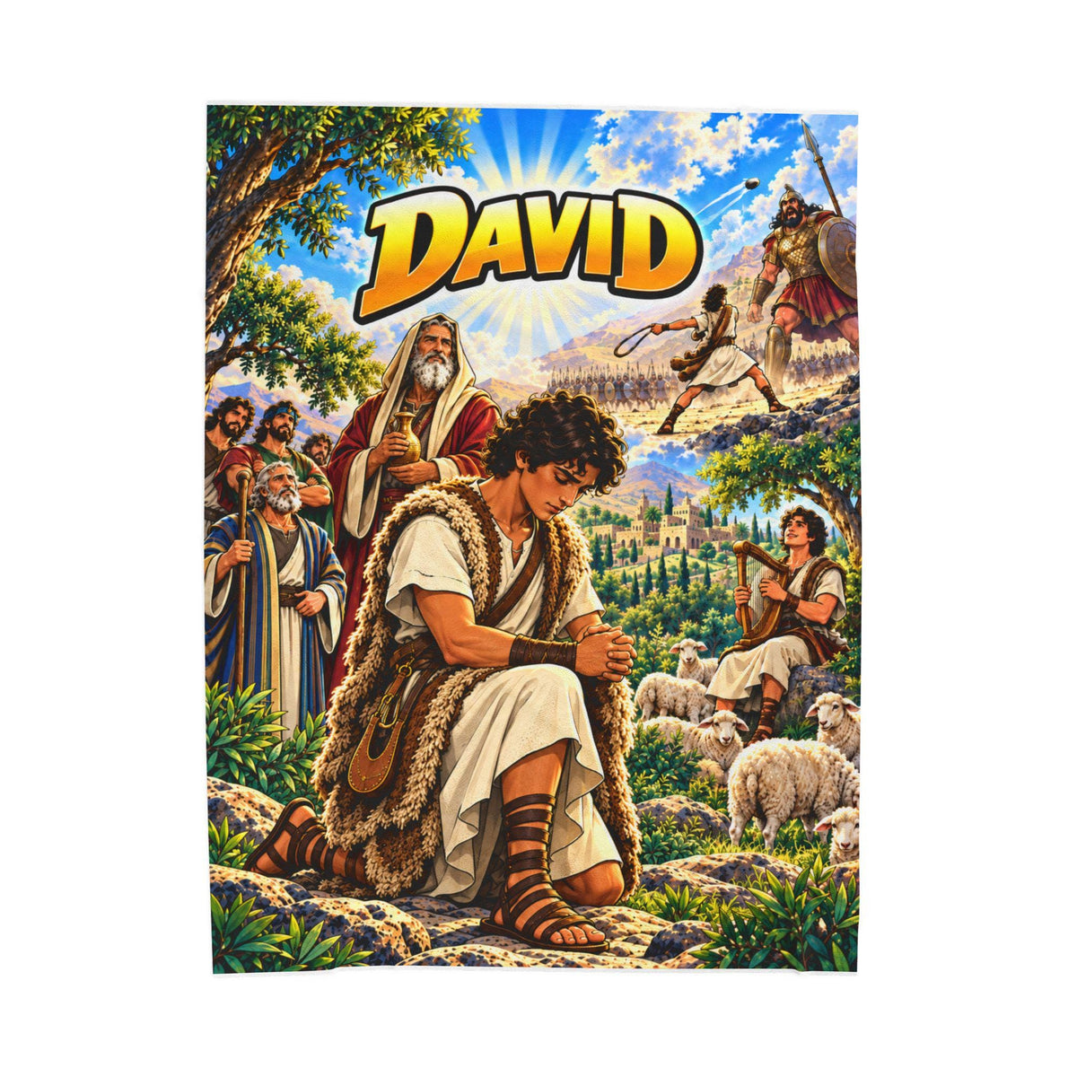 David Bible Hero Blanket | Christian Kids Gift, Faith-Based Bedroom Decor