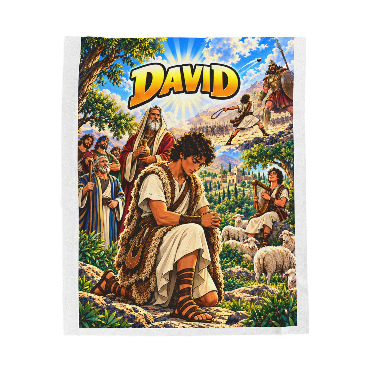 David Bible Hero Blanket | Christian Kids Gift, Faith-Based Bedroom Decor
