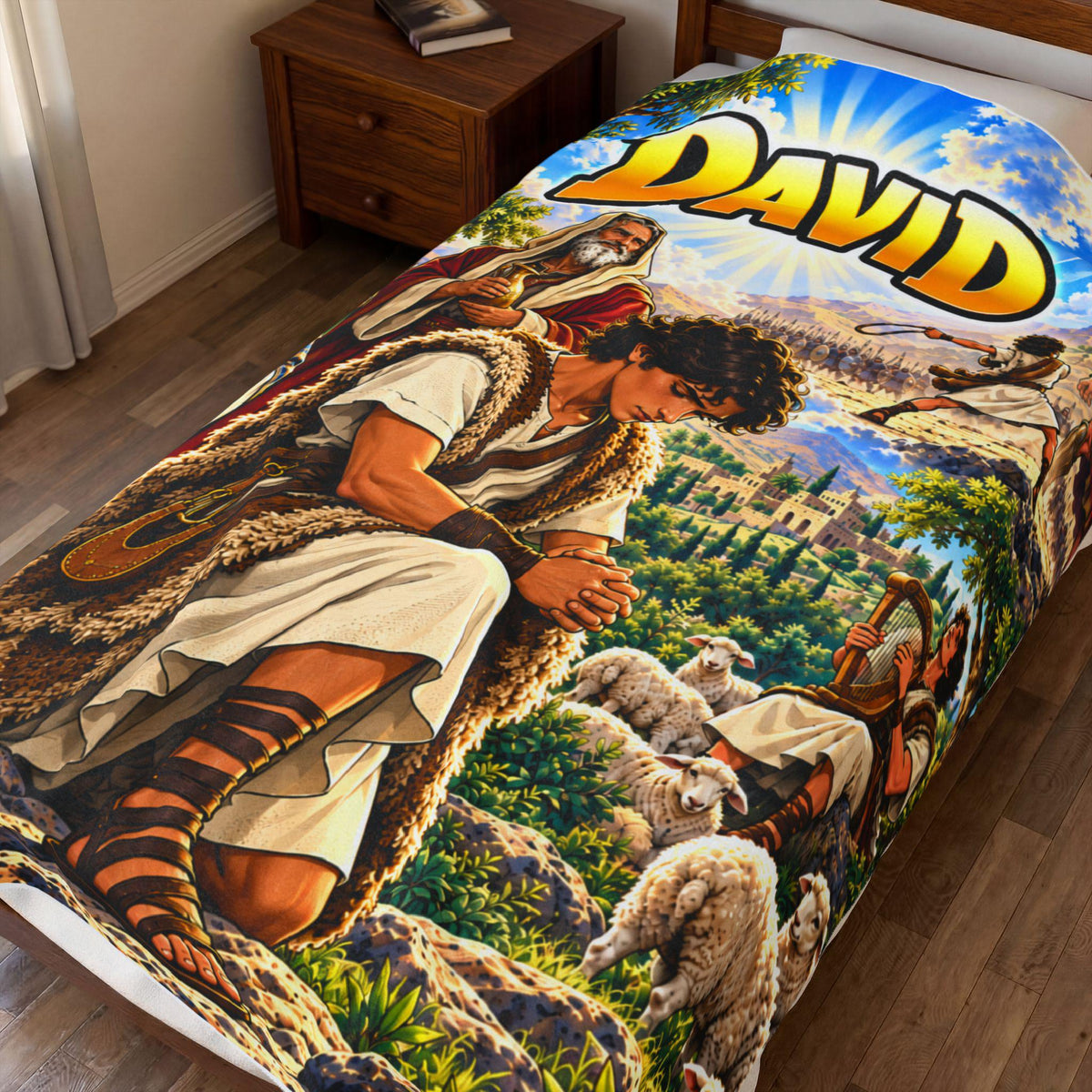 David Bible Hero Blanket | Christian Kids Gift, Faith-Based Bedroom Decor