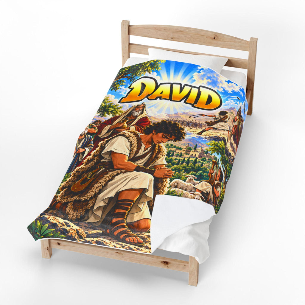 David Bible Hero Blanket | Christian Kids Gift, Faith-Based Bedroom Decor