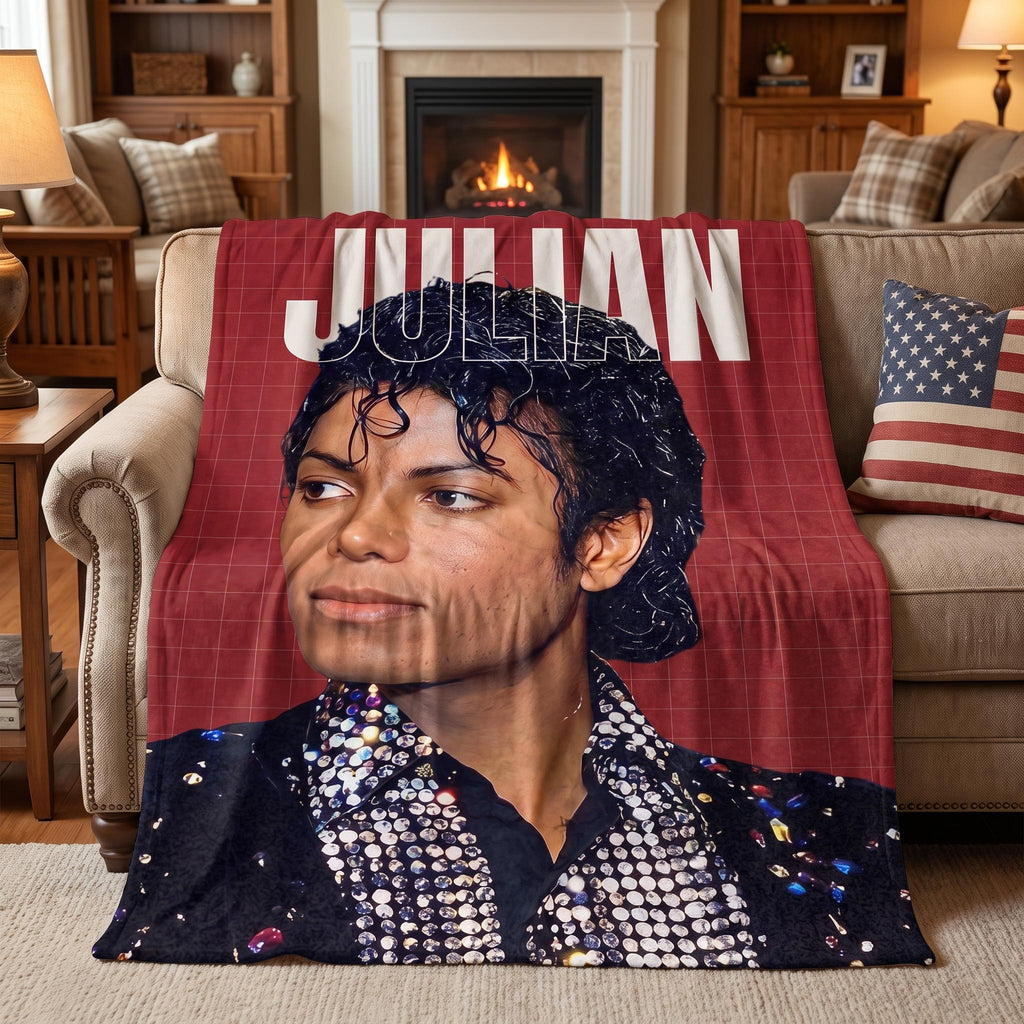 Personalized Michael Jackson Blanket, Custom 80s Pop Star Throw, Retro Singer Bedding, Nostalgic Room Decor, Unique Fan Gift