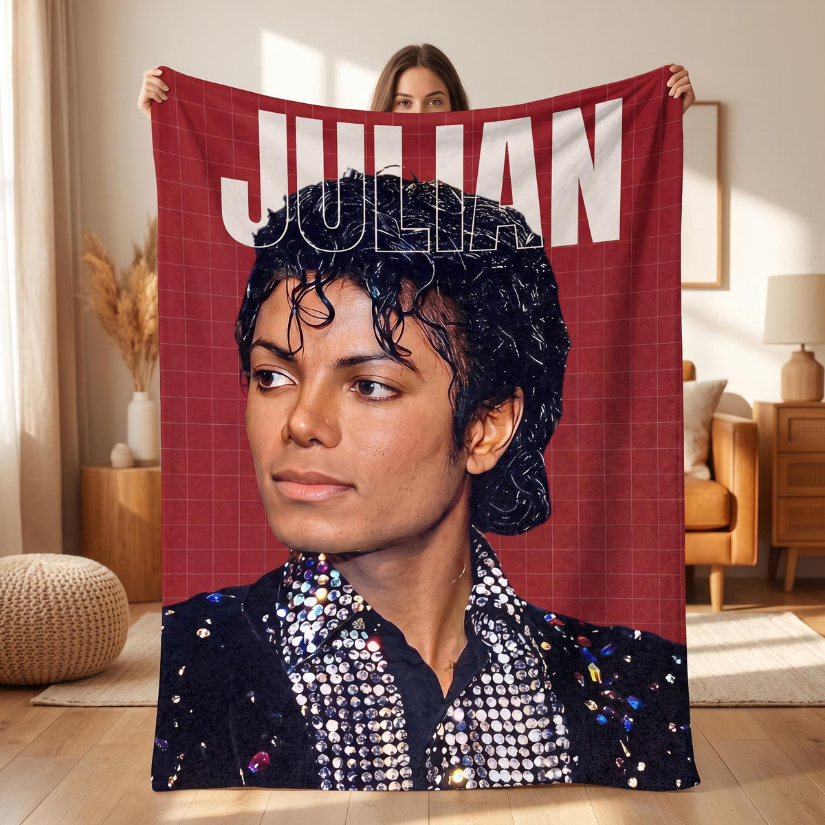 Personalized Michael Jackson Blanket, Custom 80s Pop Star Throw, Retro Singer Bedding, Nostalgic Room Decor, Unique Fan Gift