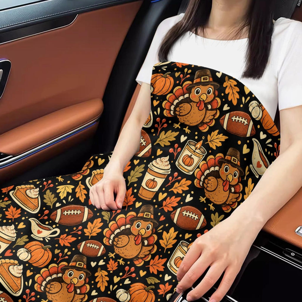 Thanksgiving Football Throw Blanket, Turkey Pumpkin Fleece Blanket, Fall Game Day Blanket, Cozy Autumn Home Decor, Holiday Family Gift