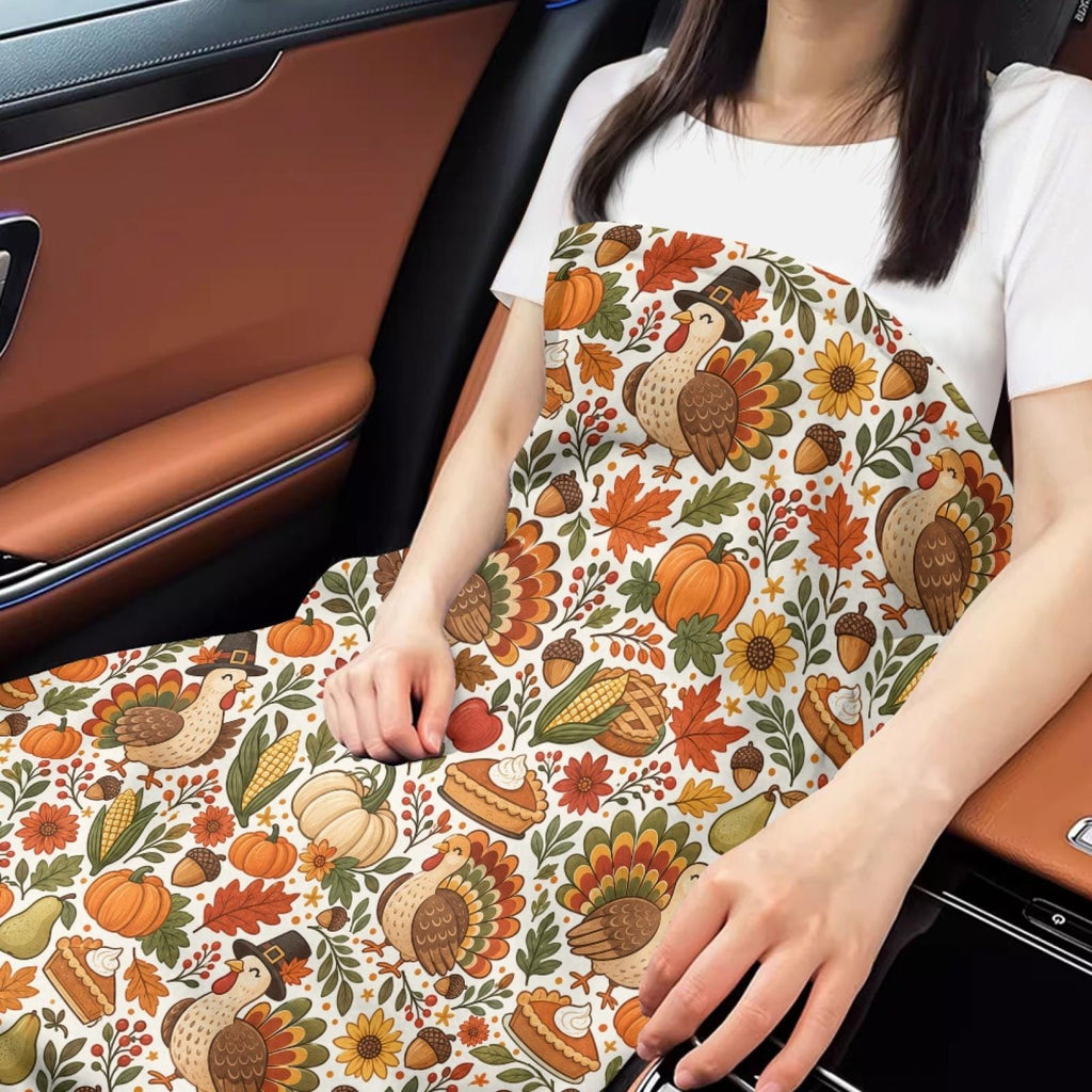 Thanksgiving Turkey Throw Blanket, Autumn Pumpkin Fleece Blanket, Fall Floral Cozy Blanket, Thanksgiving Living Room Decor, Gift for Her Mom