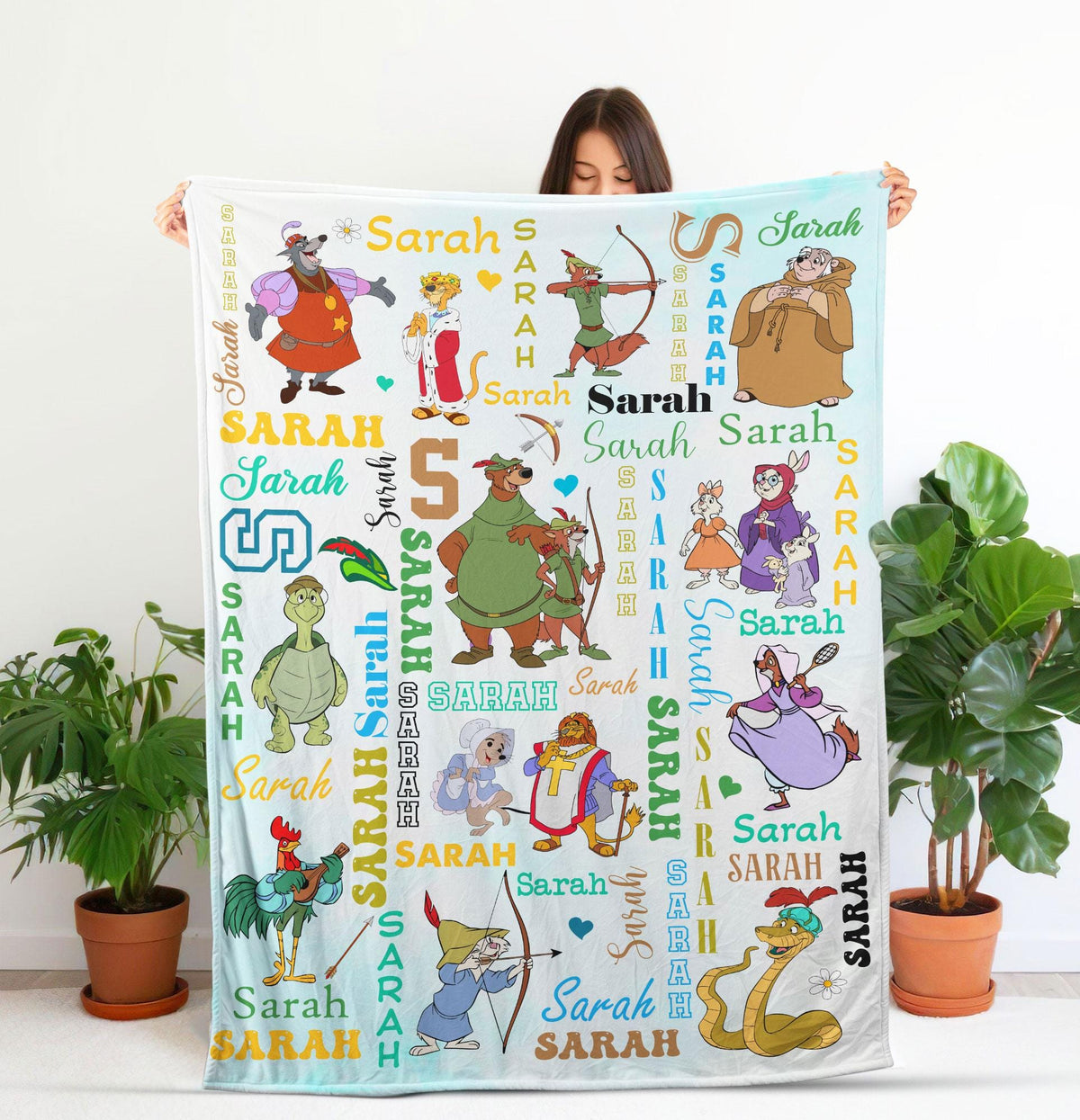 Personalized Disney Robin Hood Blanket, Custom Name Robin Hood Alan A Dale Oo-De-Lally Golly Blanket, Disney Gift for Kids, Baby Shower Gift