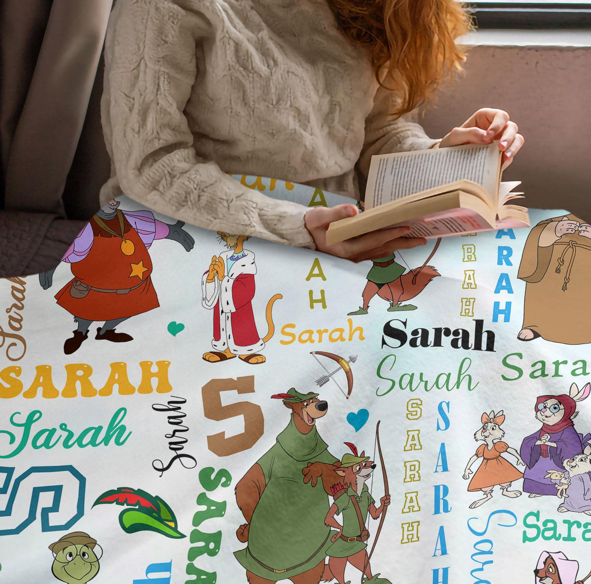 Personalized Disney Robin Hood Blanket, Custom Name Robin Hood Alan A Dale Oo-De-Lally Golly Blanket, Disney Gift for Kids, Baby Shower Gift