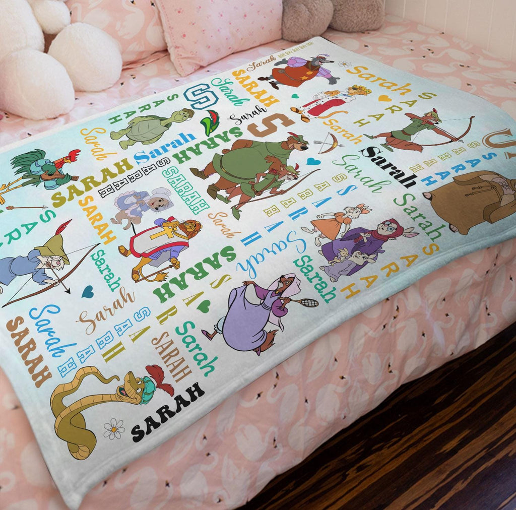 Personalized Disney Robin Hood Blanket, Custom Name Robin Hood Alan A Dale Oo-De-Lally Golly Blanket, Disney Gift for Kids, Baby Shower Gift