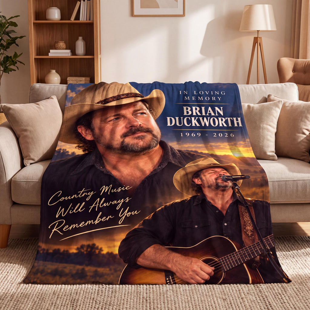 Brian Duckworth Memorial Blanket, Country Music Tribute Throw, Nashville Singer Fan Gift, In Loving Memory 1969-2026 Flannel Fleece