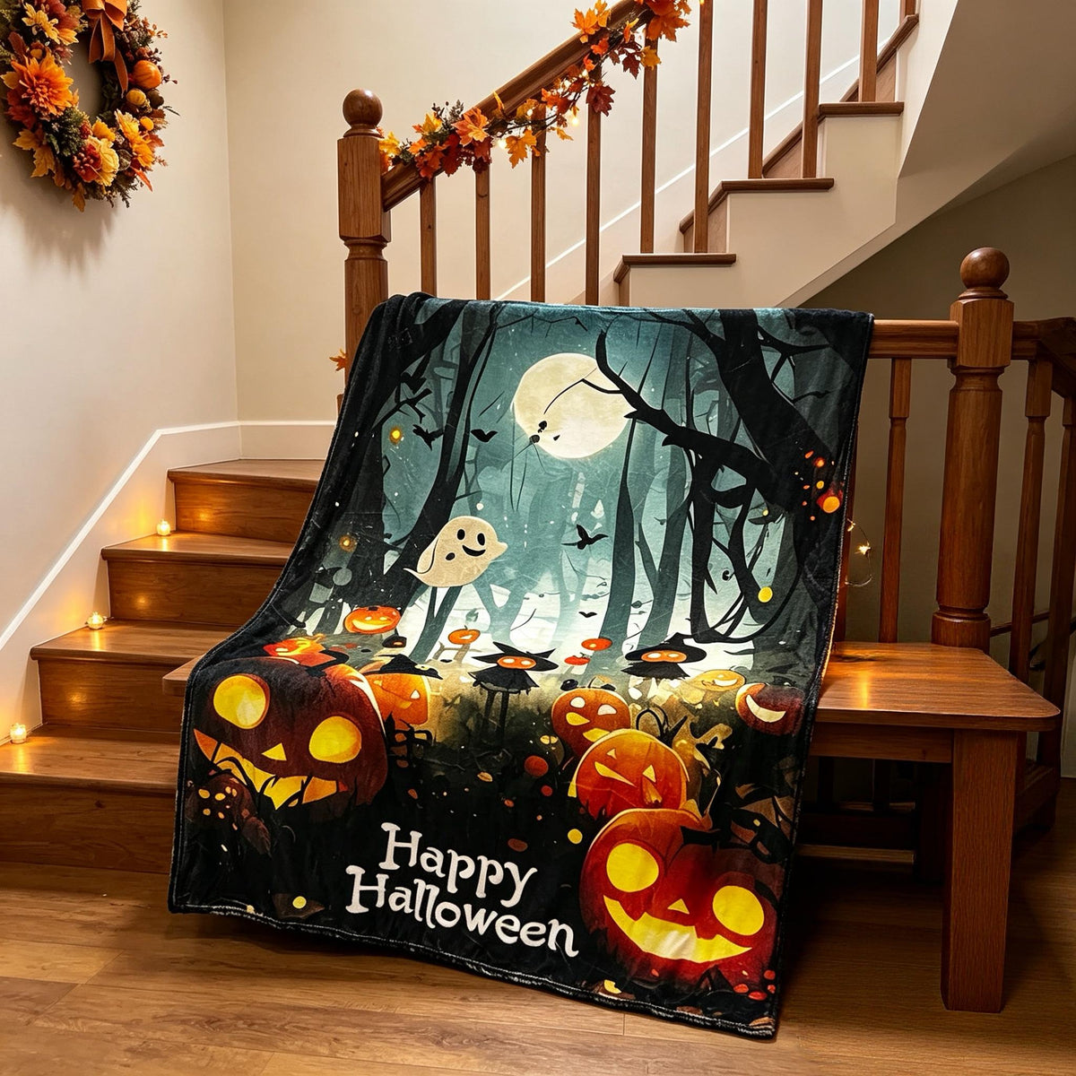 Personalized Vintage Halloween Collection Print, Warm Throw Blanket / Shawl, Office Air Conditioning Throw, Home Deco, Halloween Gift