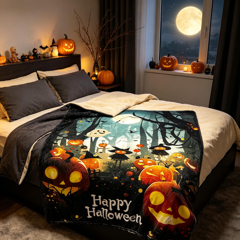 Personalized Vintage Halloween Collection Print, Warm Throw Blanket / Shawl, Office Air Conditioning Throw, Home Deco, Halloween Gift