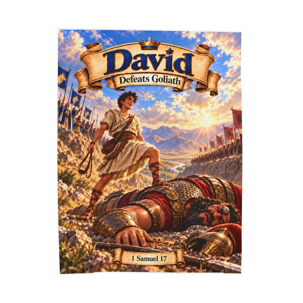David Defeats Goliath Bible Story Blanket | 1 Samuel 17 Christian Gift