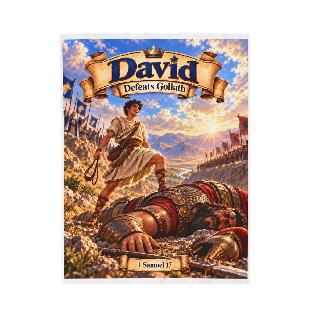 David Defeats Goliath Bible Story Blanket | 1 Samuel 17 Christian Gift