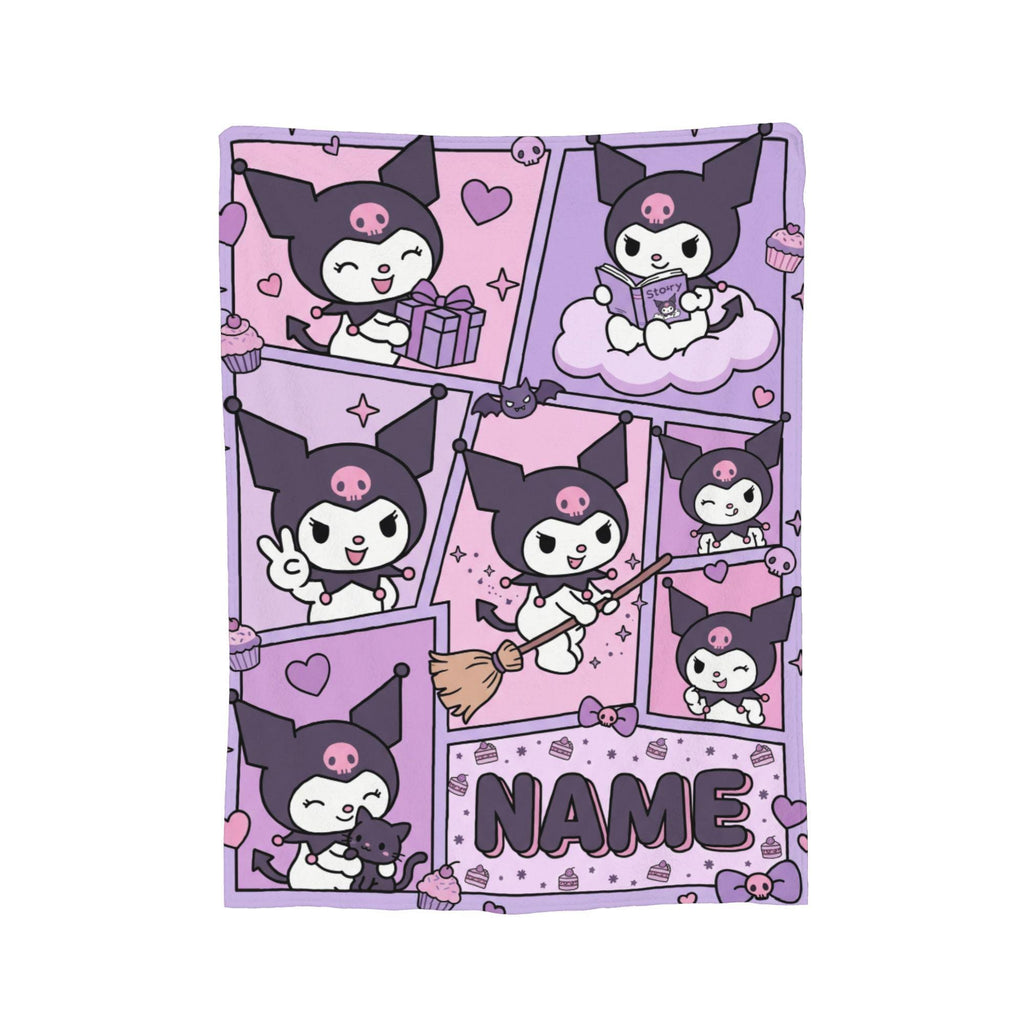 Personalized Manga Comic Blanket, Custom Gothic Throw, Pastel Goth Bedroom Bedding, Birthday Gift for Daughter Teen, Soft Flannel Blanket