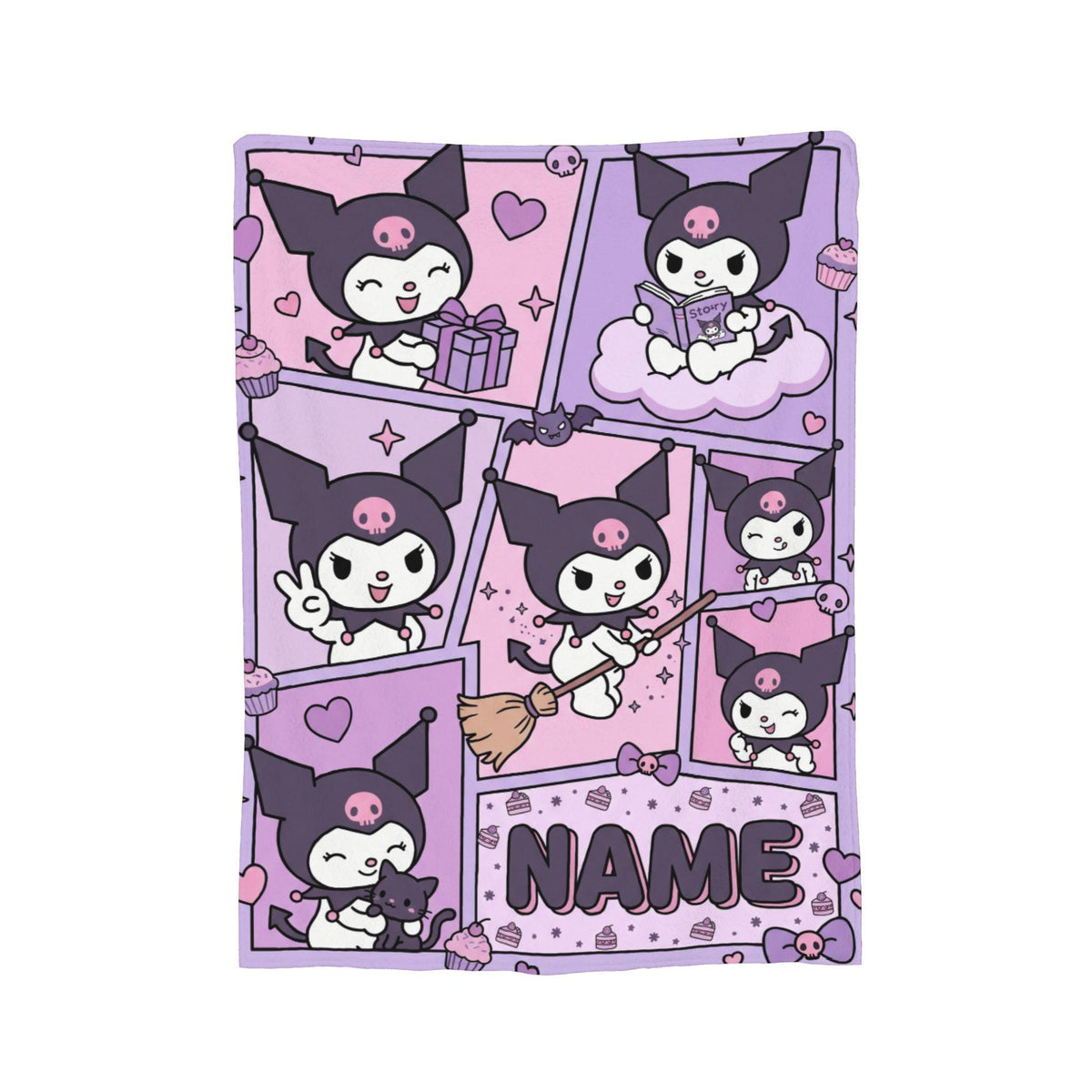 Personalized Manga Comic Blanket, Custom Gothic Throw, Pastel Goth Bedroom Bedding, Birthday Gift for Daughter Teen, Soft Flannel Blanket