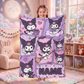 Personalized Manga Comic Blanket, Custom Gothic Throw, Pastel Goth Bedroom Bedding, Birthday Gift for Daughter Teen, Soft Flannel Blanket