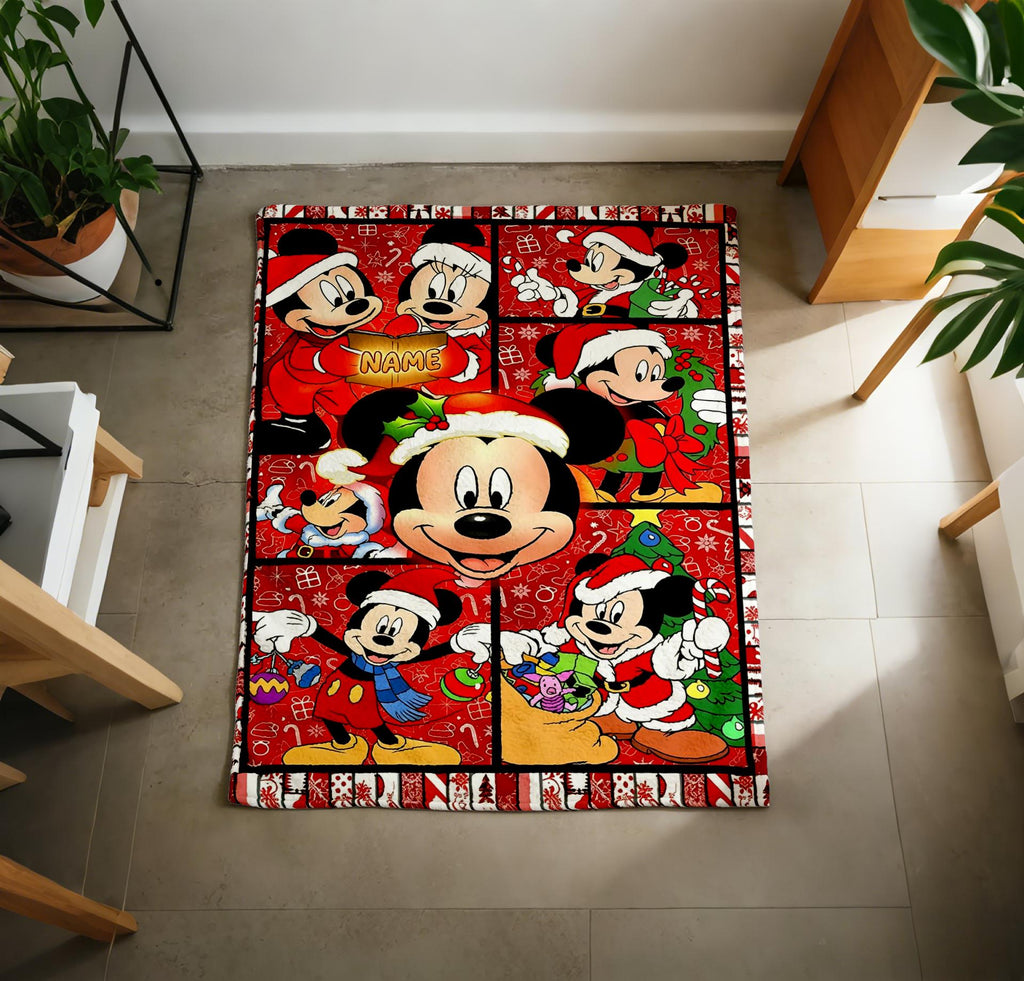 ChristmasMickey Blanket Soft Throw Customized Name Seasonal Gift
