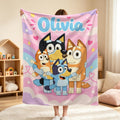 Personalized Name Blanket Custom Cartoon Heeler Dog Family Soft Cozy Fleece Throw Blanket