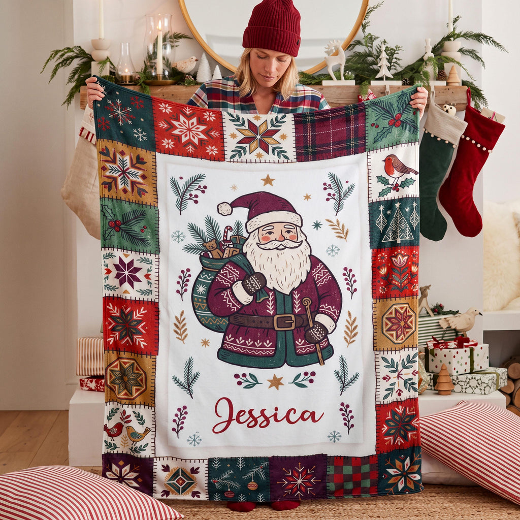 Personalized Christmas Blanket,Custom Cozy Holiday Throw Blanket, Holiday Gift