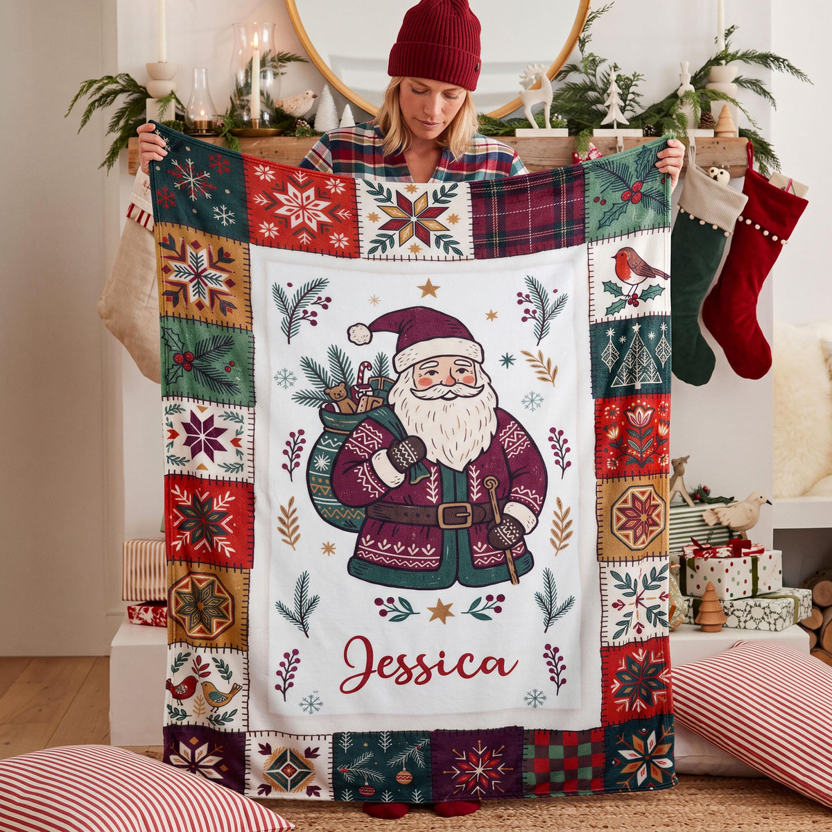 Personalized Christmas Blanket,Custom Cozy Holiday Throw Blanket, Holiday Gift