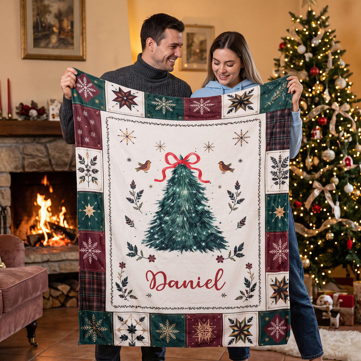 Personalized Christmas Blanket,Custom Cozy Holiday Throw Blanket, Holiday Gift