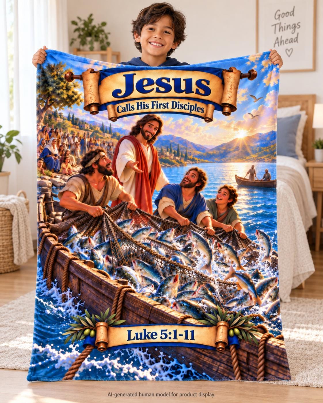 Jesus Calls Disciples Blanket | Miraculous Catch of Fish (Luke 5:1-11)