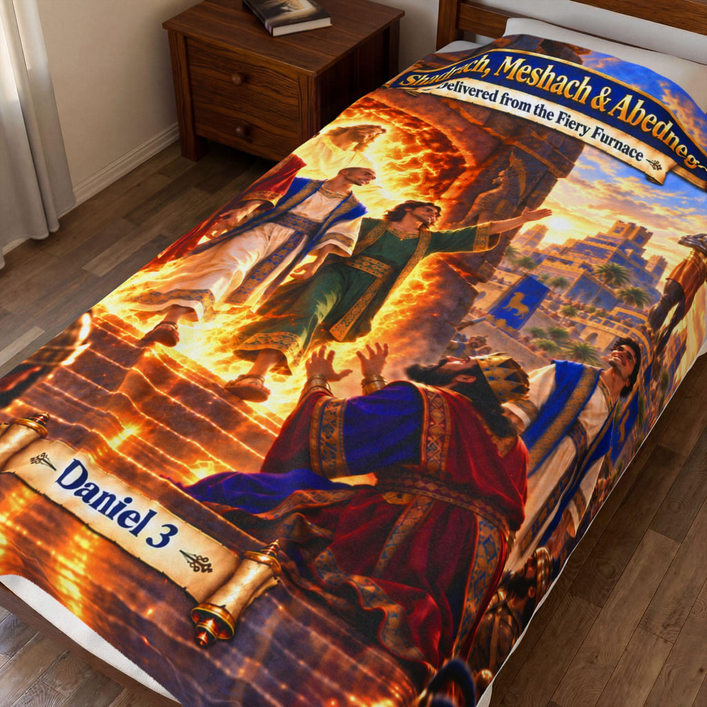 Shadrach, Meshach & Abednego Fiery Furnace Blanket | Daniel 3 Bible Story Gift