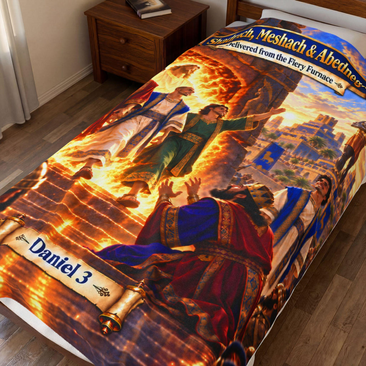 Shadrach, Meshach & Abednego Fiery Furnace Blanket | Daniel 3 Bible Story Gift