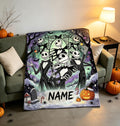 The Nightmare Before Christmas Blanket, Personalized Jack Skellington & Sally Halloween Flannel Throw, Custom Name Gift