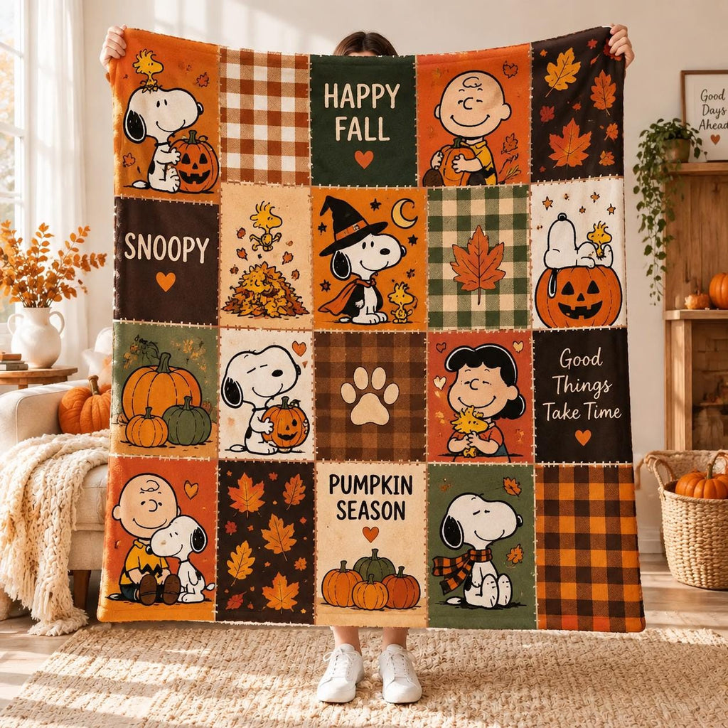 Cute Dog Micro Fleece Blanket, Fall Halloween Blanket, Autumn Cozy Blanket, Pumpkin Season Blanket, Cute Animal Blanket,Warm Home Decor Gift