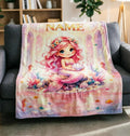 Pink Mermaid Custom Name Blanket Soft Throw, Unique Magical Kid Present