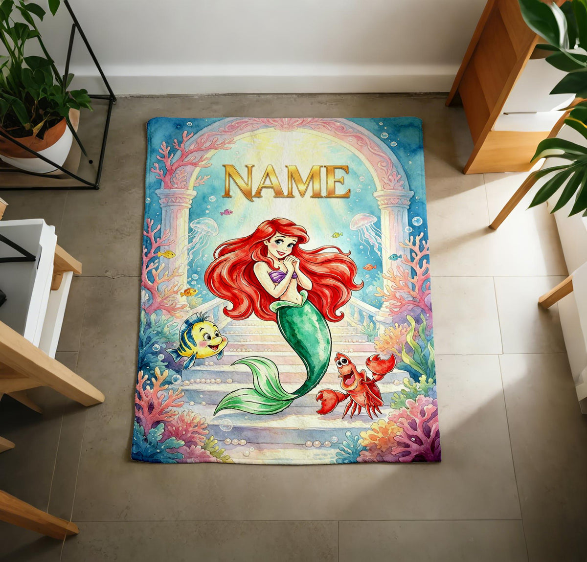 Little Mermaid Blanket Soft Throw Custom Name Underwater Princess Keepsake Gift