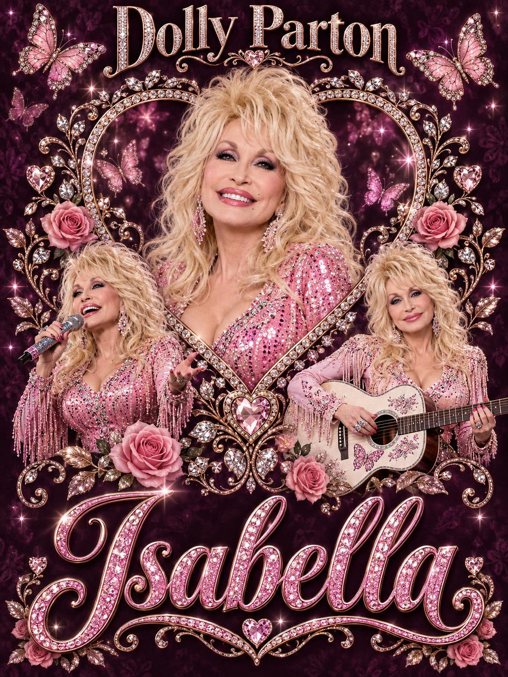 Dolly Parton Blanket Personalized Name, Custom Pink Country Flannel Throw, Dolly Fan Gift, Cowgirl Western Bedroom Decor