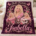 Dolly Parton Blanket Personalized Name, Custom Pink Country Flannel Throw, Dolly Fan Gift, Cowgirl Western Bedroom Decor