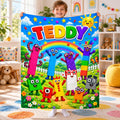 Personalized Kids Learning Blanket, Colorful Rainbow Name Gift
