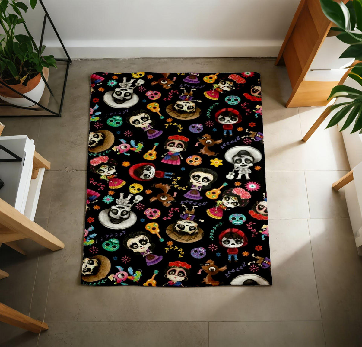 1. Coco Pattern Blanket Soft Throw, Day Of The Dead Skull Throw, Halloween Gift For Coco Fans