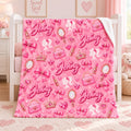 Personalized Pink Name Blanket, Soft Velveteen Plush Throw for Girls