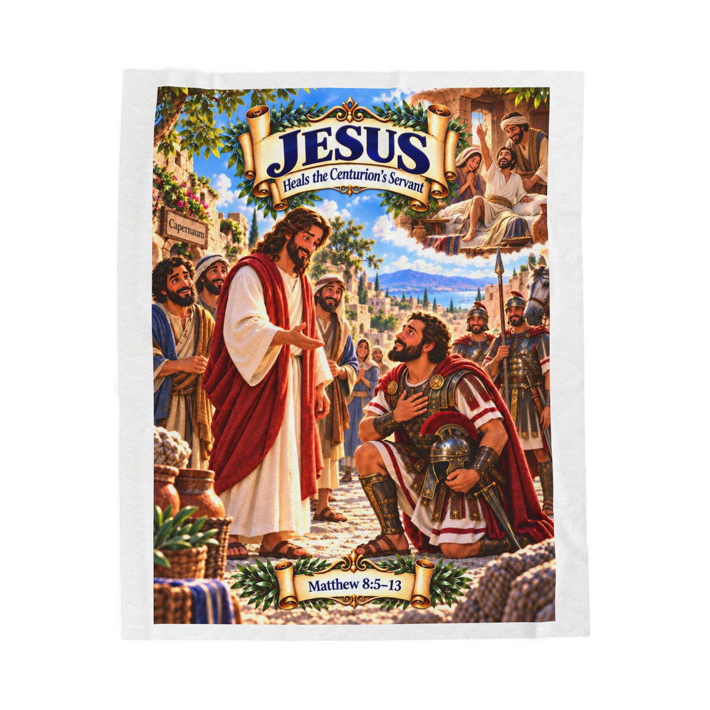 Jesus Heals the Centurion's Servant Blanket | Matthew 8 Christian Kids Gift | Bible Story Blanket