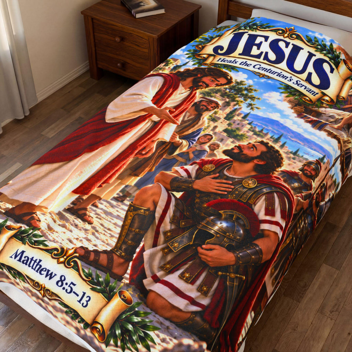 Jesus Heals the Centurion's Servant Blanket | Matthew 8 Christian Kids Gift | Bible Story Blanket