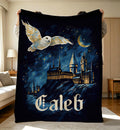 Personalization Wizard Blanket with Name,Custom Name Flannel Throw Blanket,Magic Castle Throw Blanket,Fantasy Name Gift,Cozy Kids Room Decor