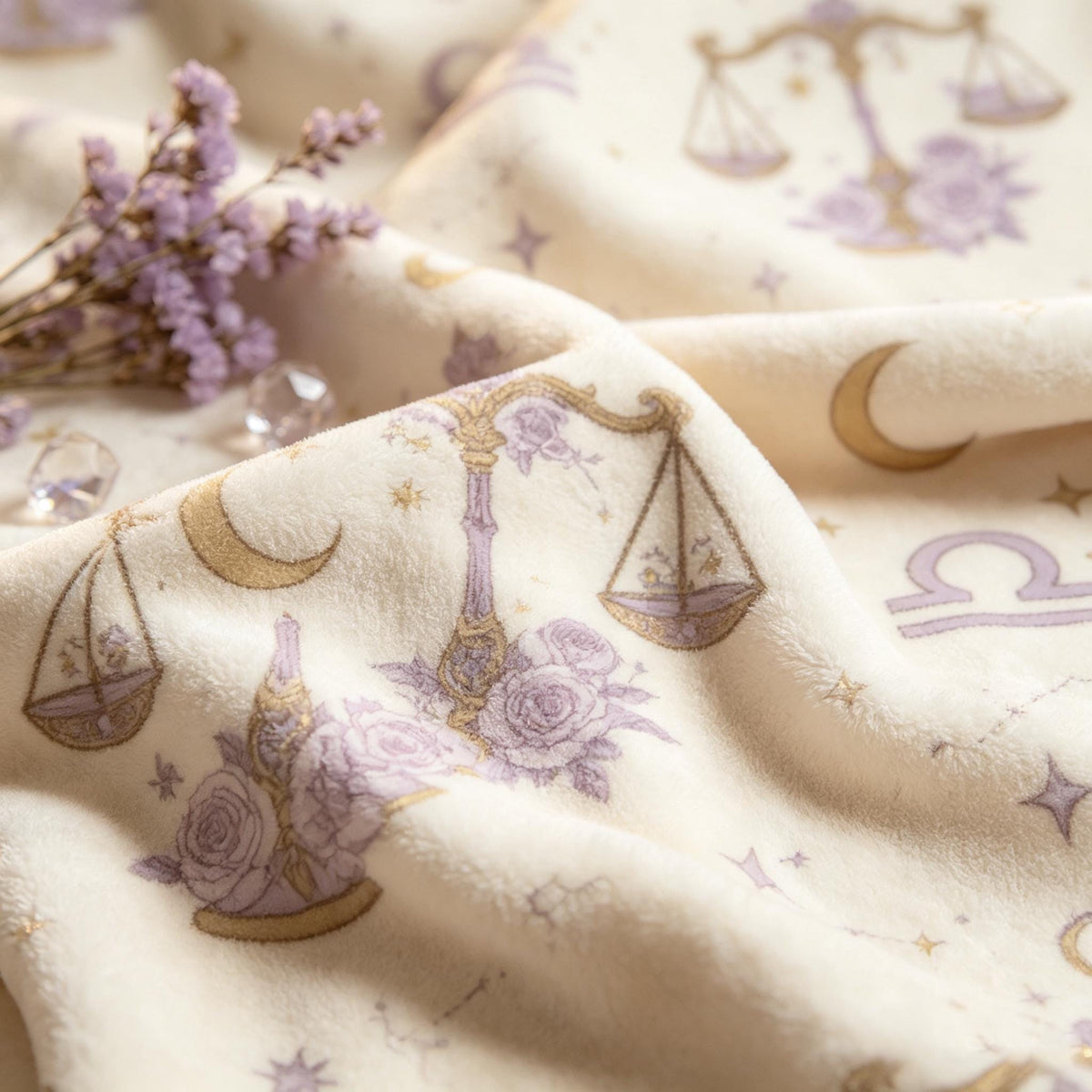 Libra Birthday Queen Blanket, Zodiac Queen Throw, Celestial Flannel, Cozy Astrology Decor, Gift for Her, Soft Fall Blanket