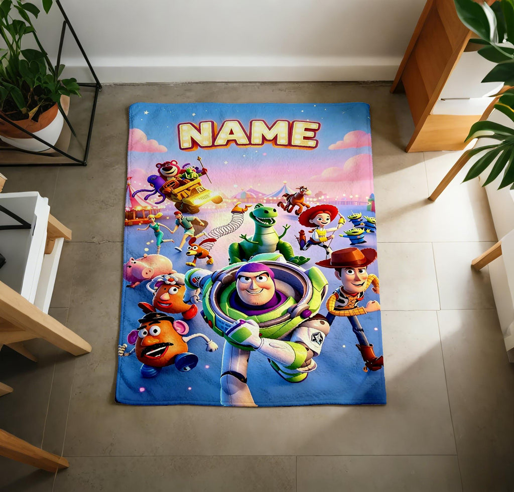Custom Name Blanket Soft Throw Toy Story Art, Cherished Kid Present