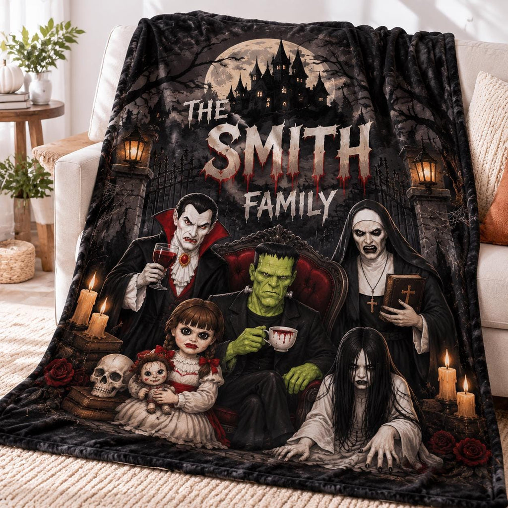 Horror Movie Fleece Blanket, Halloween Horror Villains Blanket, Spooky Halloween Throw Blanket, Scary Movie Lover Gift, Gothic Decor Blanket