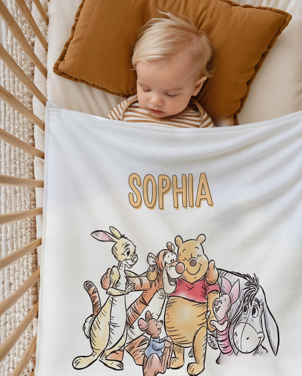 Custom Name Winnie the Pooh Blanket, Hundred Acre Wood Characters, Cozy Flannel Fleece Throw