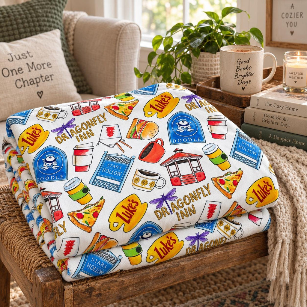 Gilmore Girls Blanket, Stars Hollow Cozy Throw, Luke's Diner Dragonfly Inn Blanket, Coffee Lover TV Show Fan Gift