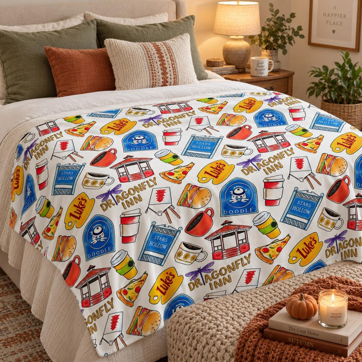 Gilmore Girls Blanket, Stars Hollow Cozy Throw, Luke's Diner Dragonfly Inn Blanket, Coffee Lover TV Show Fan Gift